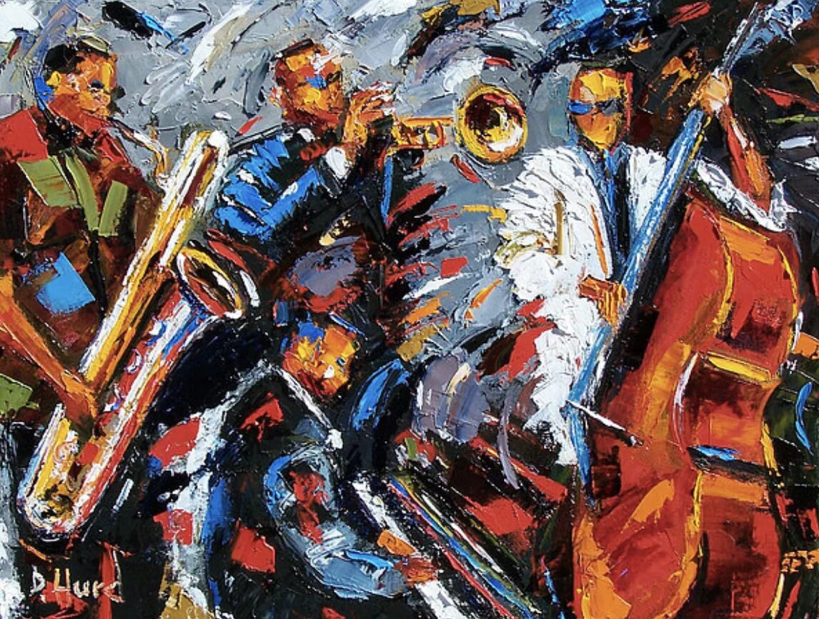 Jazz arts. Джаз бэнд живопись арт. Музыкальный экспрессионизм. Блюз живопись.