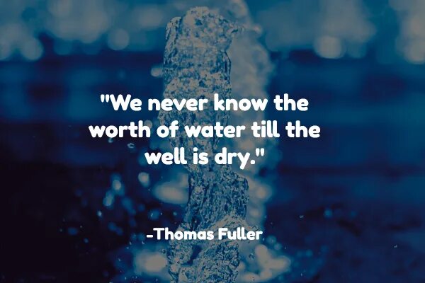 You well never know. We never know the worth of water till the well is dry. we never know the worth of water till the well is dry перевод.