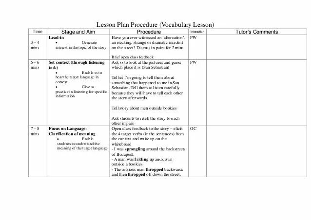 Sample lesson. English lesson plan template. vocabulary lesson plan. stages of the english lesson plan. lesson plan sample.