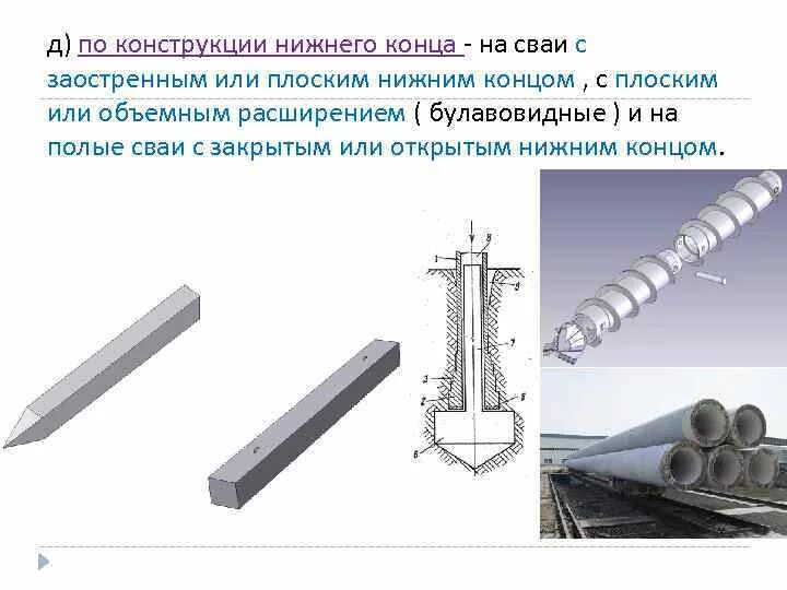 Свайс. Трубчатые сваи. По конструкции Нижнего конца сваи. Сваи стальные трубчатые с открытым концом. Сваи с открытым концом.