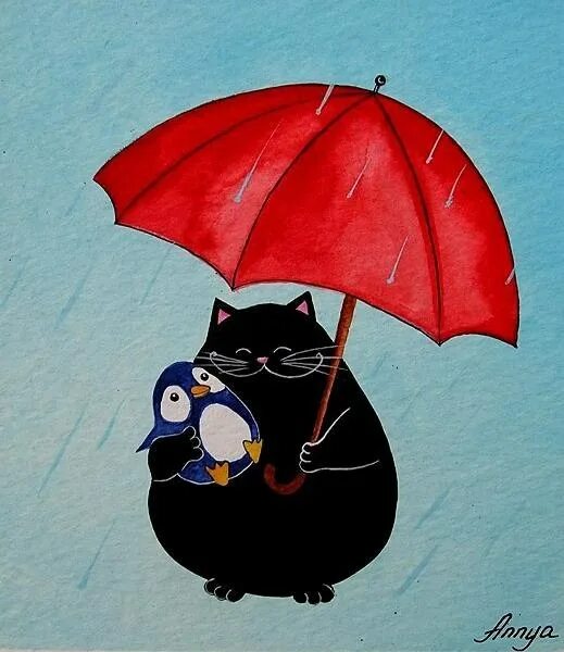 Кошка с зонтиком. Кот под зонтиком. Котик с зонтиком. Коты под зонтом. Котики зонтики