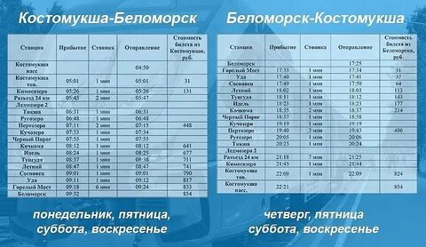 Расписание поездов петрозаводск костомукша по каким дням