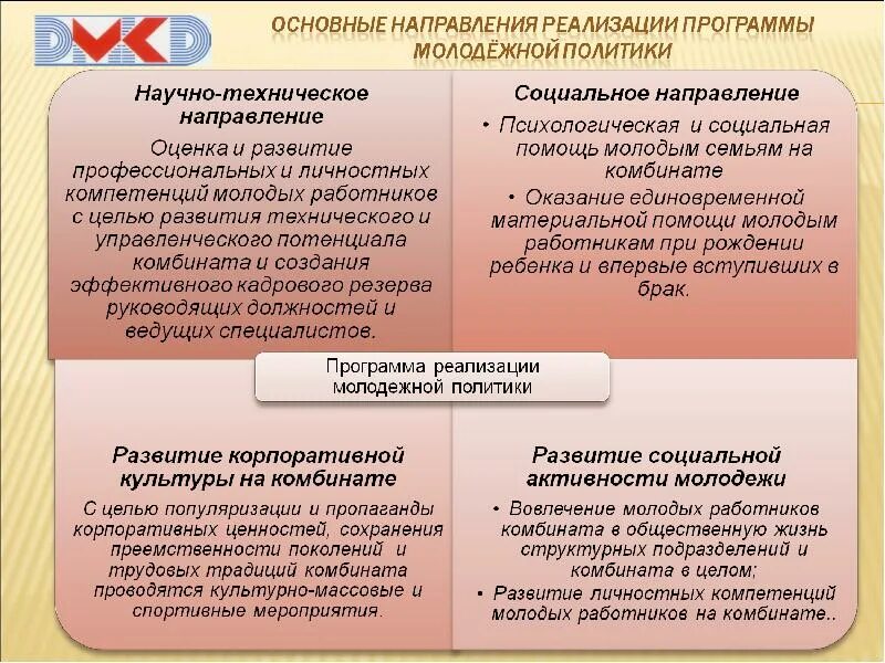 Субъекты реализации направления. Основные направления реализации молодежной политики. Памятка для молодого сотрудника.