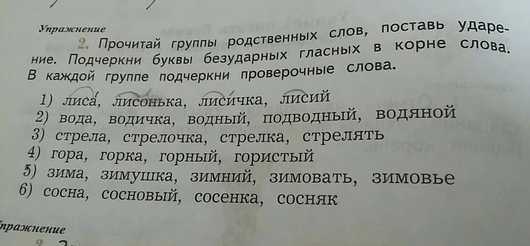 Прочитай родственные слова. Группы родственных слов. Прочитай группы родственных слов поставь. Прочитай группы родственных слов поставь ударение. Подчеркни буквы безударных гласных.