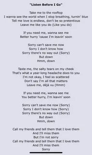 Listen me before i go перевод