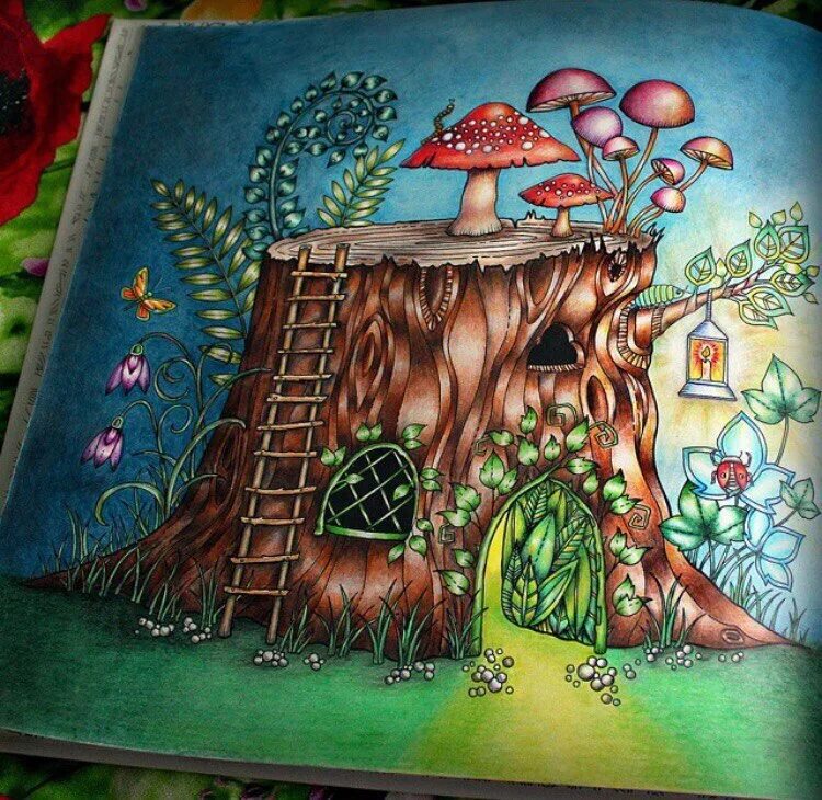 Заколдованный рисунок. Джоанна Басфорд Зачарованный лес. Бэсфорд Зачарованный лес. Зачарованный лес иллюстрации. Сказочный лес цветными карандашами.