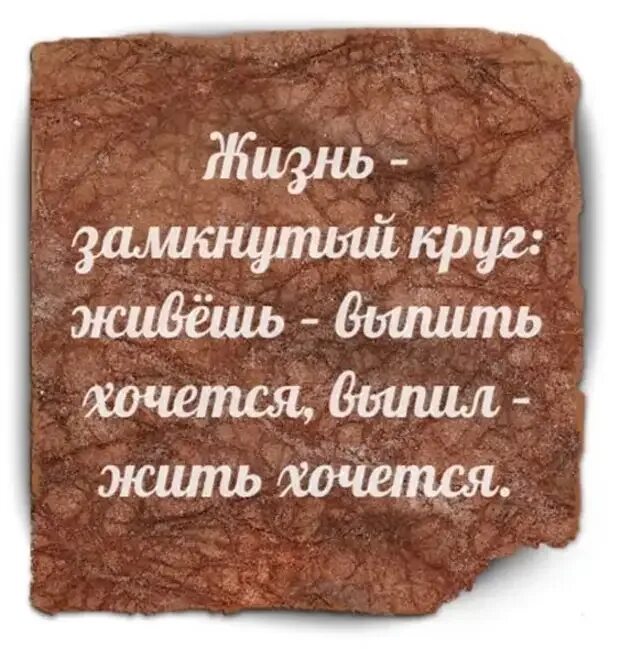 Тело хочет жить. Живешь - хочется выпить. Хочется жить. Хочется выпить. Захотелось выпить.