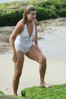 DEBORAH HUTTON in Swimsuit at a Closed Beach in Sydney 04/02/2020.