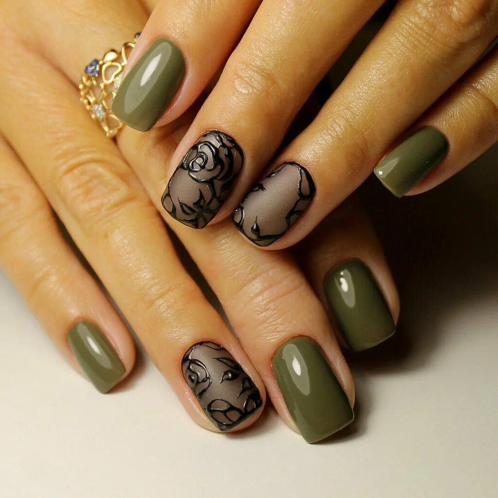 Маникюр коричневый с зеленым. Осенний маникюр зелено коричневый. Зелено коричневый маникюр. Маникюр шоколадный с зеленым. Зелено коричневый маникюр.