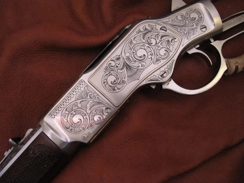 Гравировка н. 1887 винчестер гравировкой. гравировка на оружии. гравировка на ружье. оружейная гравировка.