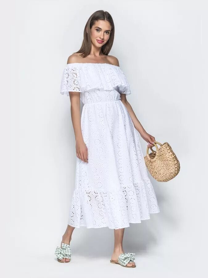 Белое платье из хлопка. Платье макси из прошвы. Летние платья из прошвы. Хлопковое платье. Белое платье.