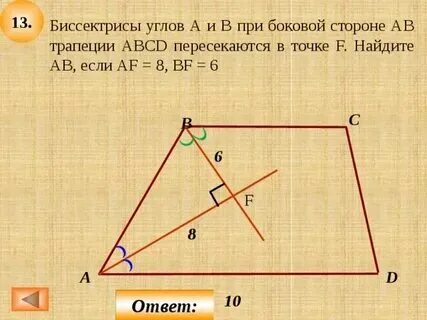 Биссектрисы тупых углов равнобокой трапеции