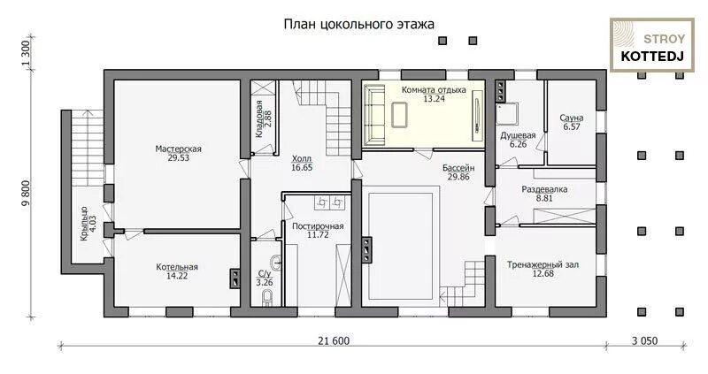 Планировки цокольного этажа частного дома