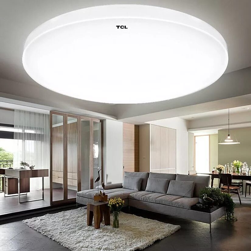 Яркий белый свет в зале. Потолочный плафон WZQ-CD-002modern led Ceiling Lights. Плоская люстра в гостиную. Светодиодные светильники в гостиную. Огромная круглая люстра.