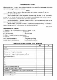 Входной диктант беседа за чаем
