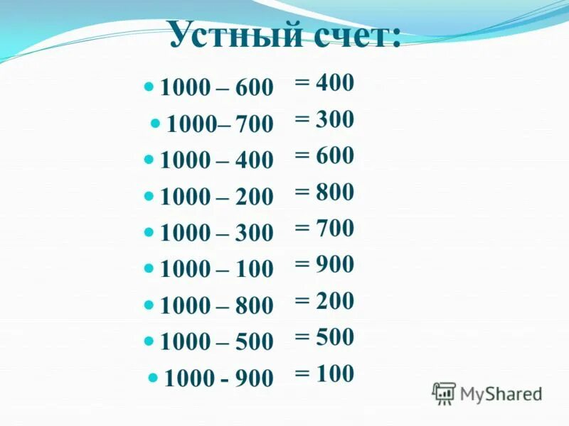 1000 7 результат. 100 До 1000. Счет от 1000. Счет до тысячи. Счет от ста до тысячи.