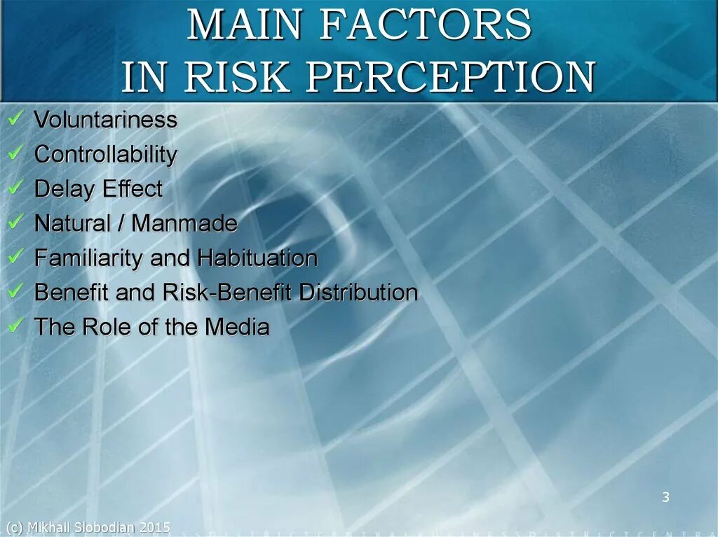 Main factors. Risk Perception.