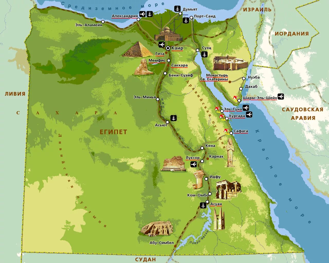 В какой стране находятся пирамиды. Александрия Египет на карте. Луксор на карте Египта. Карта Египта с курортами на русском языке. Туристическая карта Египта.