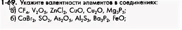 Укажите валентности элементов
