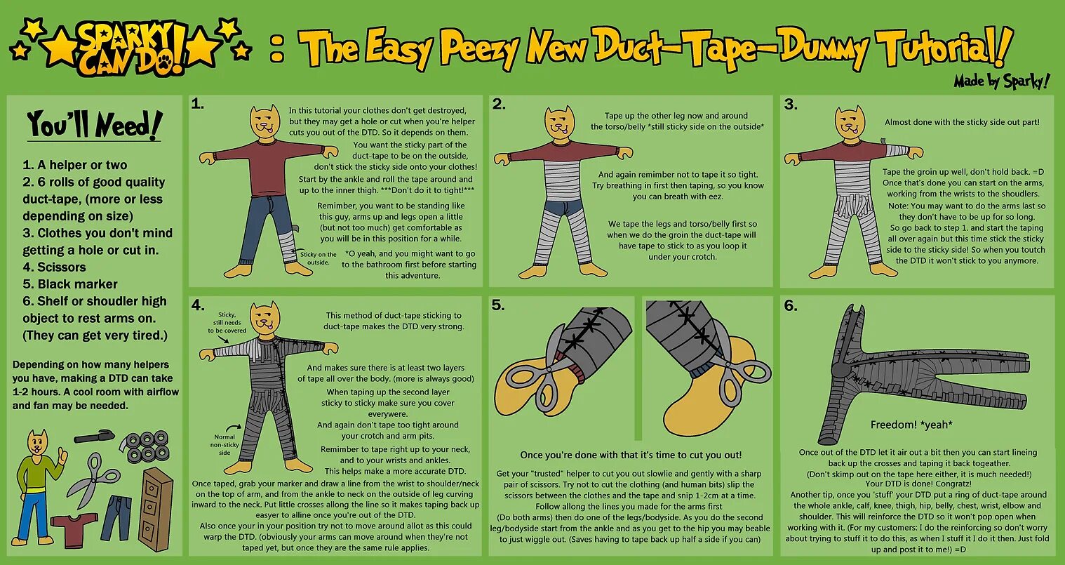 How this made. Duct tape dummy. duck tape dummy. taped up tight. tutorial how to play dummy nation on computer.