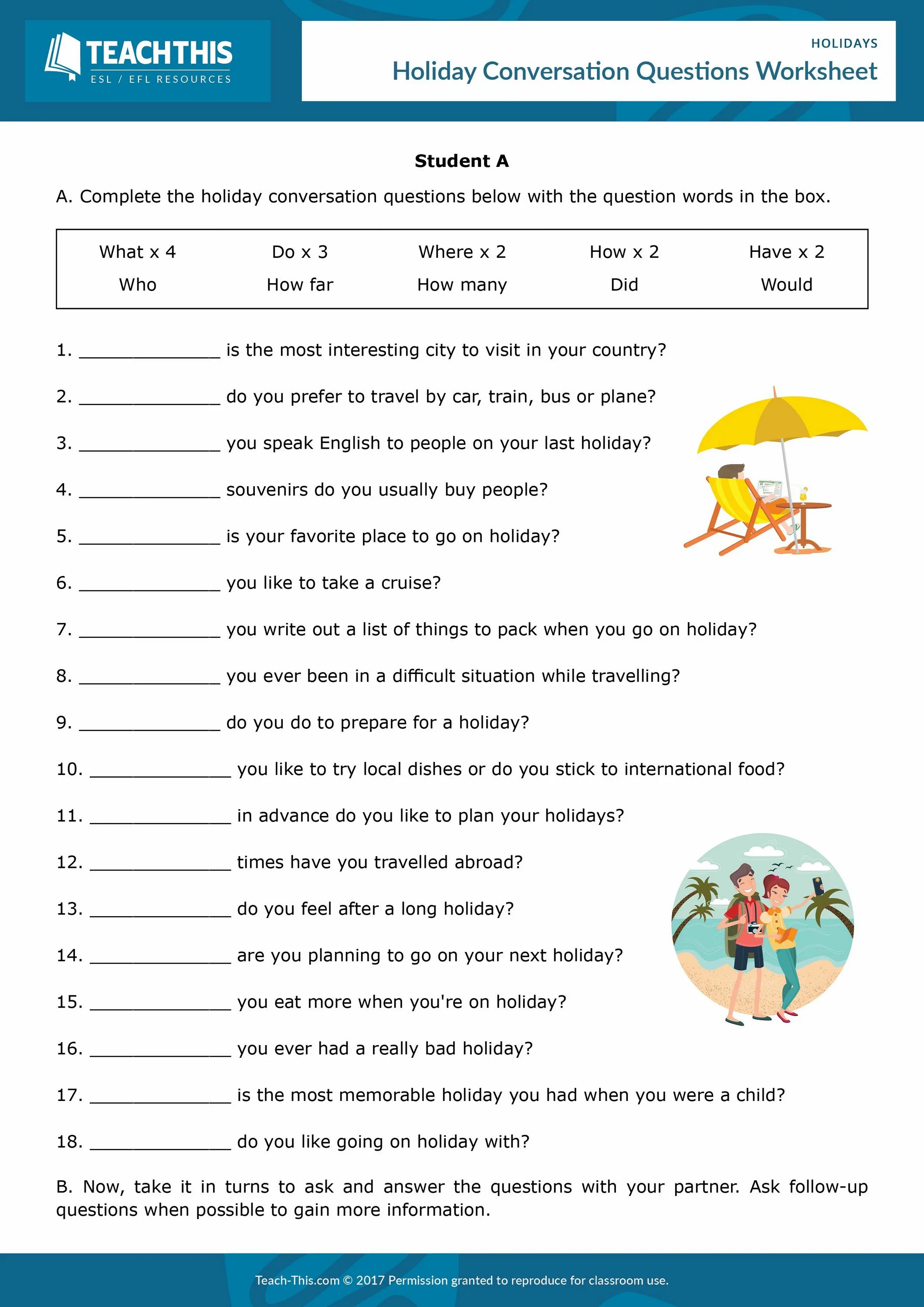 Questions about camps. Holiday questions. Holidays ESL. Questions about Holidays Worksheets. Questions for conversation in English.