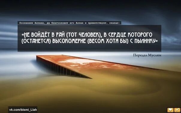 Гордыня не войдут в рай. Человек с пылинку гордости не войдет в рай. Не войдет в рай тот у кого в сердце высокомерие с размером. Хадис про высокомерие.