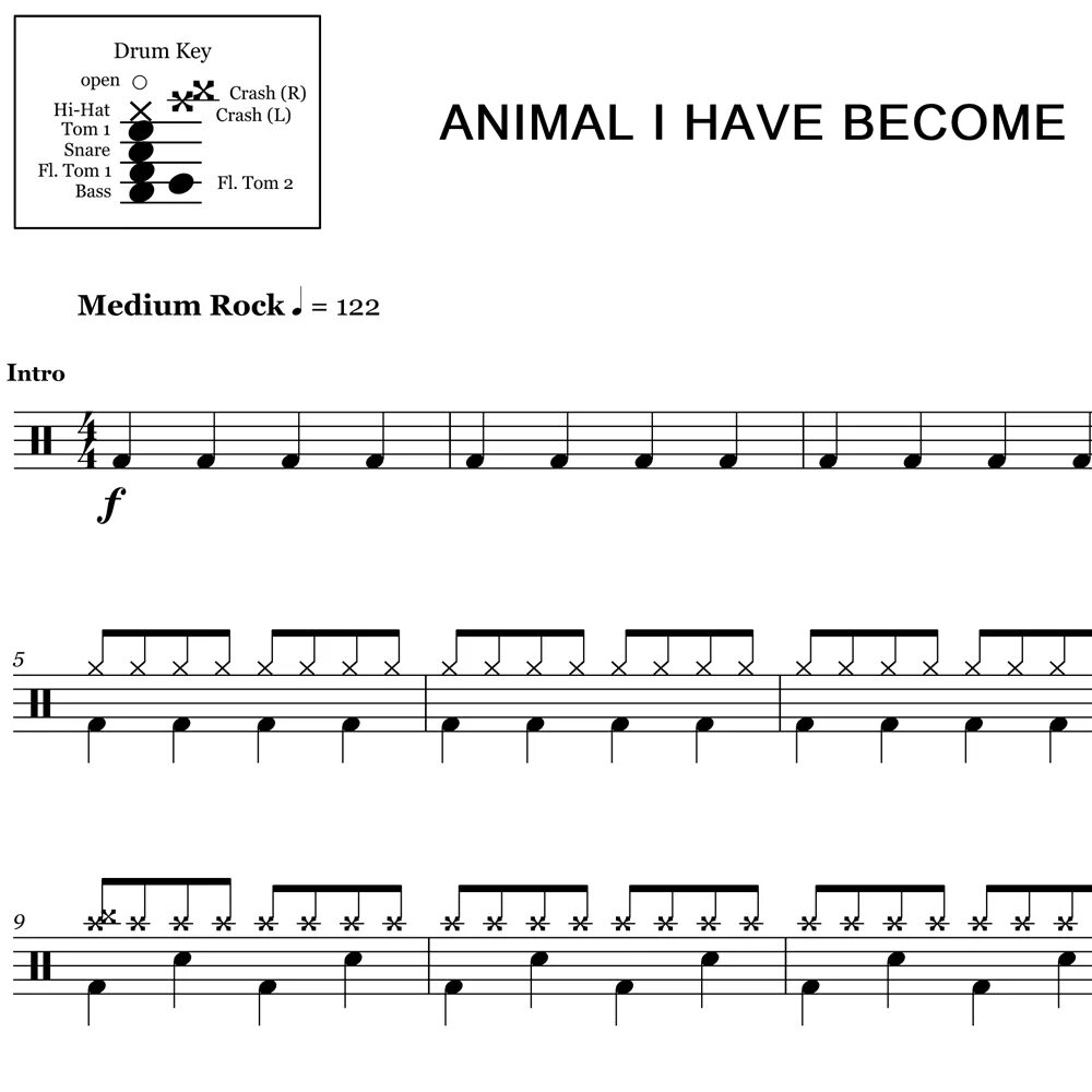 Animal i have become three. Animal i have become three days grace. барабанные ноты. ноты для барабанов. ноты для барабанов известных песен.