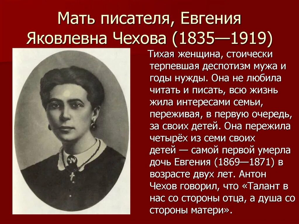 Мать Антона Павловича Чехова. Женщины Чехова Антона Павловича. Чехов бабы