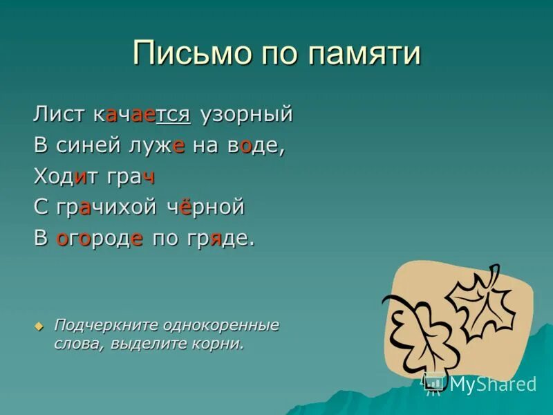 Синий корень слова. Письмо однокоренные слова. Однокоренные слова к слову письмо. Письмо по памяти. Лист однокоренные.