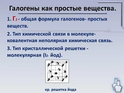 Строение молекул галогена
