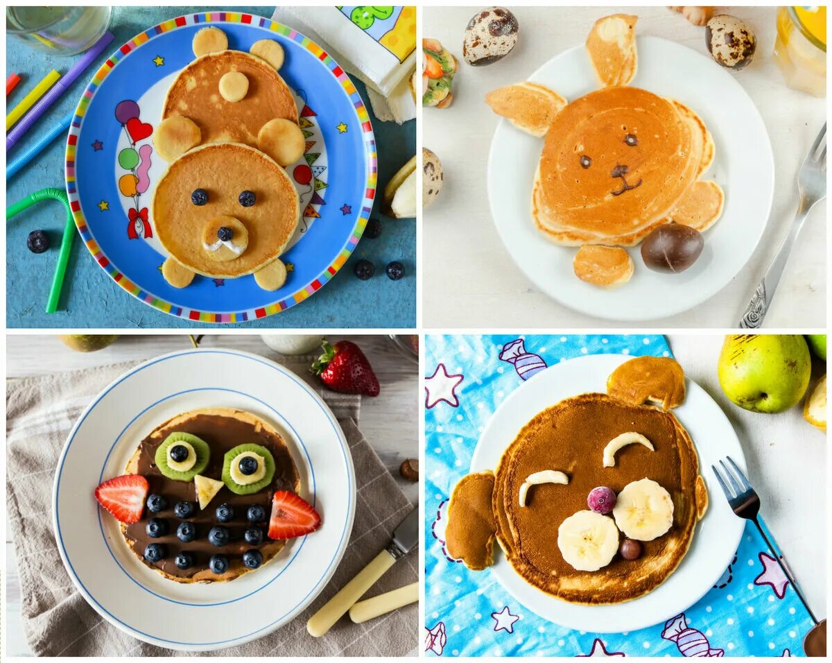 детский завтрак блинчики. интересные завтраки для детей. необычные блины. красивая еда для детей. блины для детей.