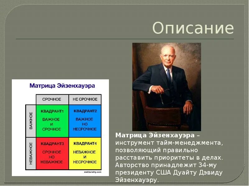 Квадрант эйзенхауэр. Дуайт дэвид эйзенхауэр матрица. эйзенхауэр президент матрица. матрица эйзенхауэра тайм менеджмент презентация. матрица эйзенхауэра описание.