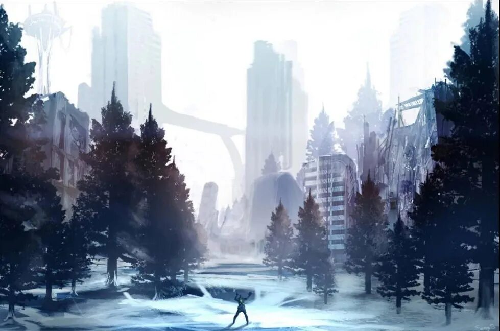 Будущая зима. Project v13 Fallout online. Ядерная зима концепт арт. Concept Art города зимой. Игра заснеженный город.