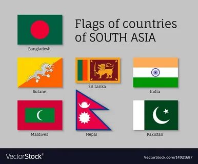 set of flags of south asia royalty free vector image.