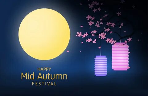 Mid autumn festival poster with lanterns in trees 1310523 Vector Art at Vecteezy