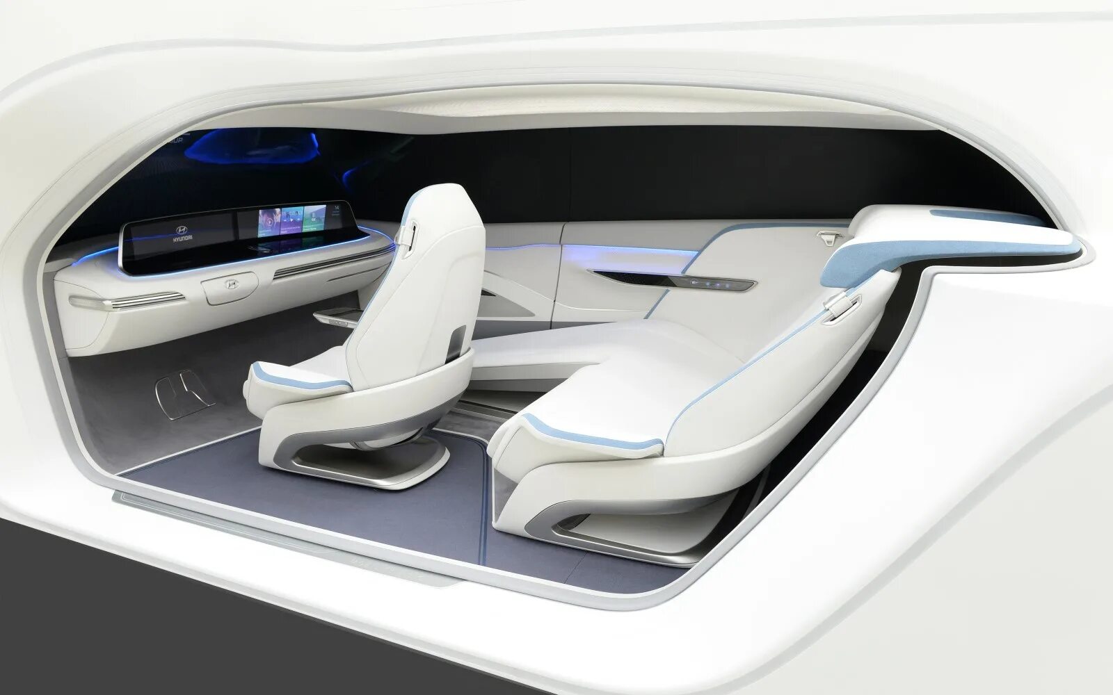 Hyundai's Mobility 2022. Hyundai Future Mobility Concept. Салон автомобиля будущего. Интерьер автомобиля будущего.