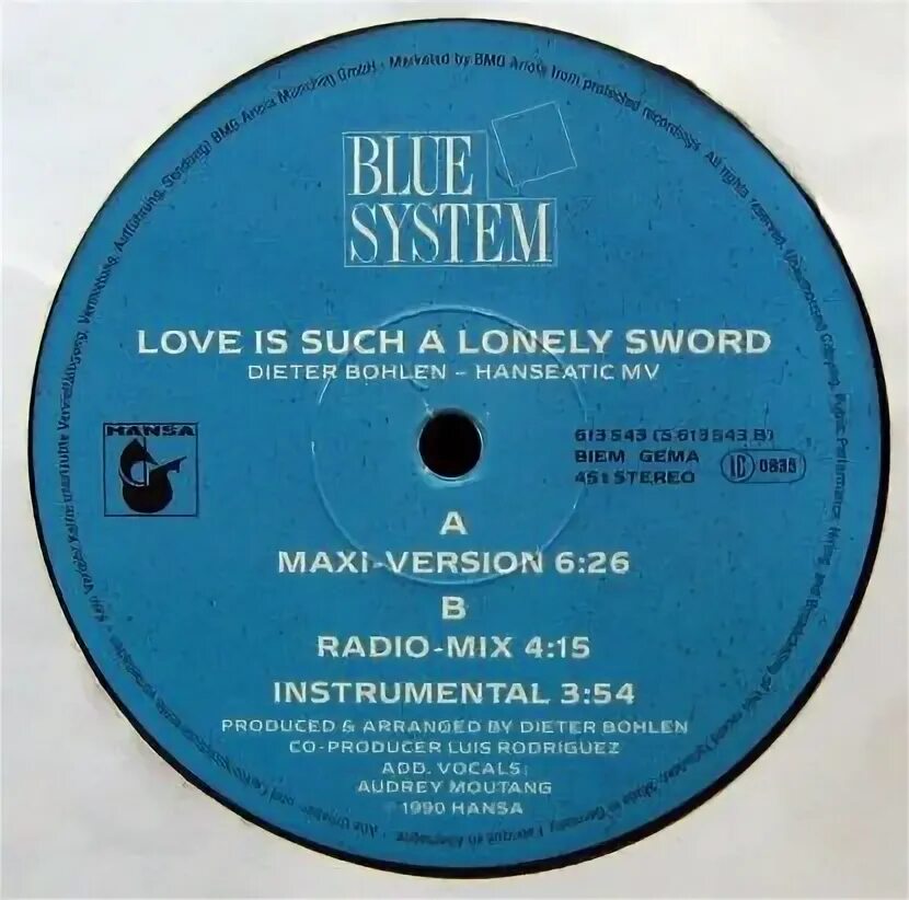 Blue System Love is such a Lonely Sword. Blue System Hansa Vinyl. Blue System Love me on the Rocks. Blue System Love Suite.