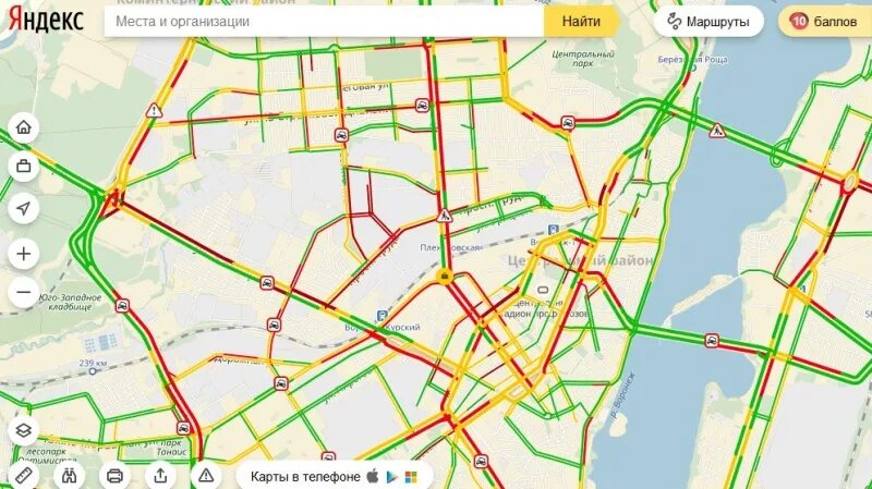 Карта пробок Воронеж. Пробки Воронеж сейчас на карте.