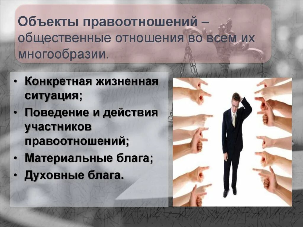 Поведение участников правоотношений. Общественные отношения. Общественные отношения и правоотношения. Материальные блага в правоотношениях.