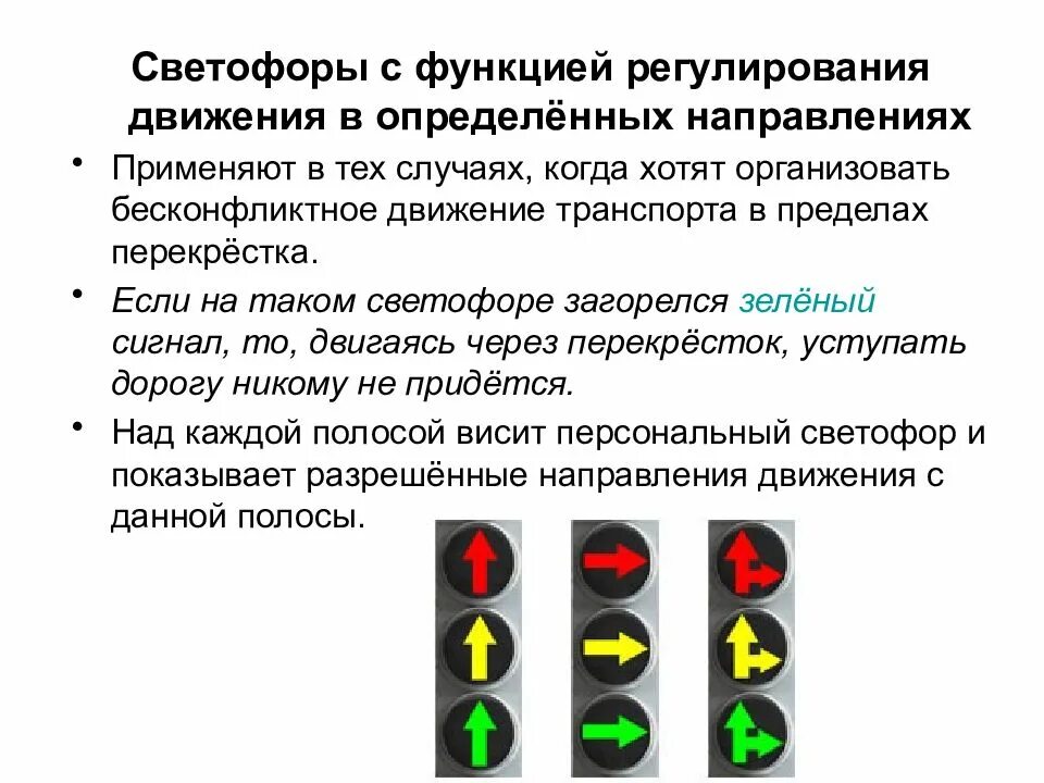На какой сигнал светофора переходят улицу. Сигналы светофора. Светофор с направлением движения. Светофор для регулирования движения в определенных направлениях. Сигналы светофора с доп секцией.