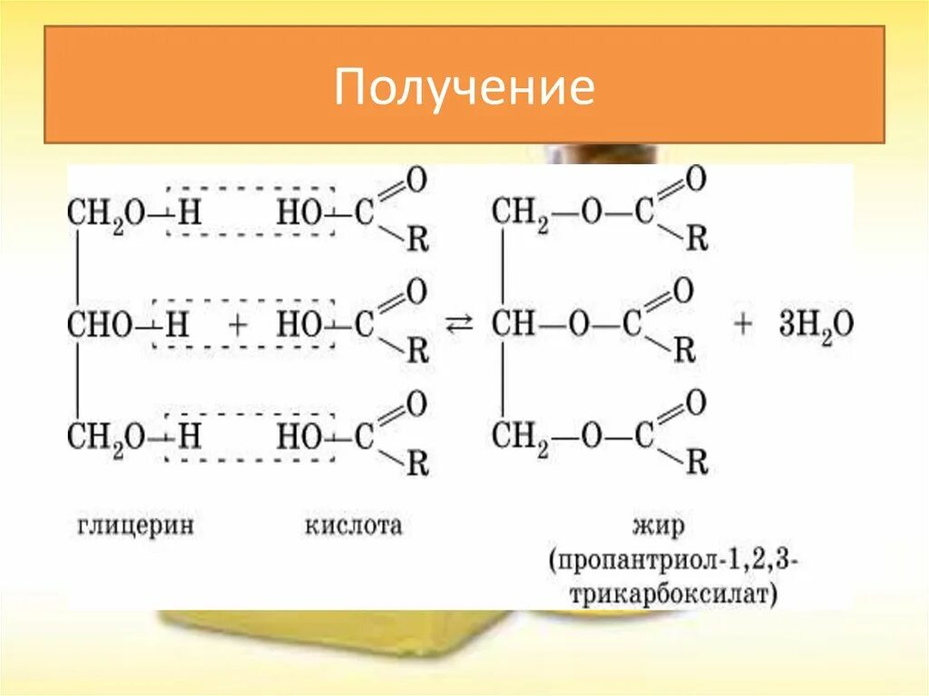 Гидролиз сложных эфиров и жиров. Сложные эфиры жиры. Способы получения жиров. Реакция получения жиров.