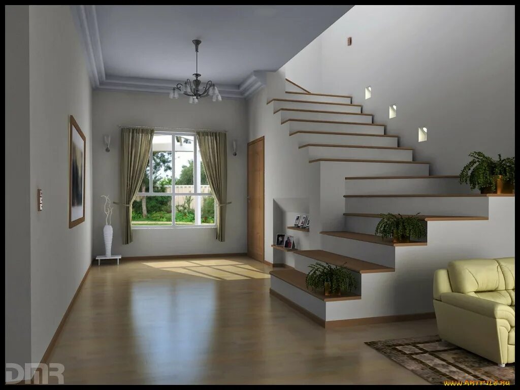 Второй этаж зал. Лестница в гостиной. Гостиная с лестницей. Лестница в интерьере гостиной. Лестница в частном доме.