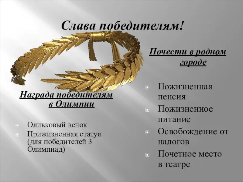 Каким венком награждали победителей. Поэты прославляли победителей олимпийских игр в. поэты прославляли победителей в. от родного города победителю олимпийских игр полагалось. награда победителям олимпии.
