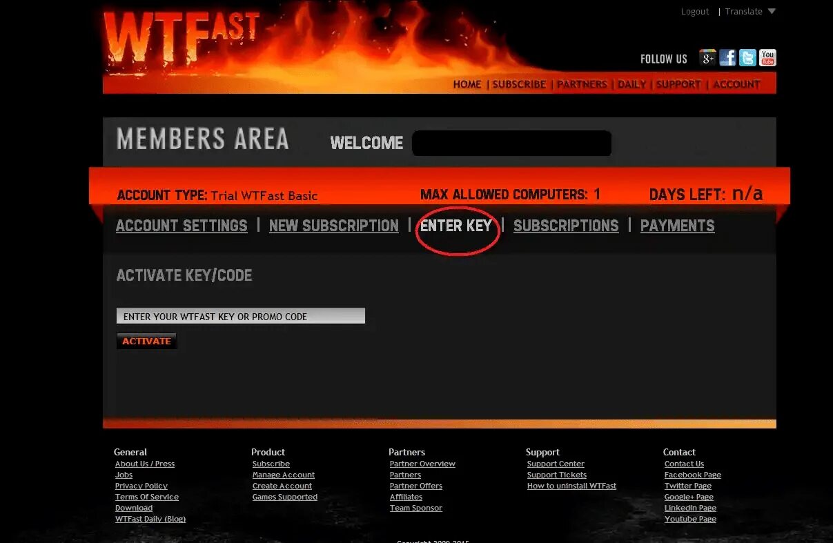 Activate promo code