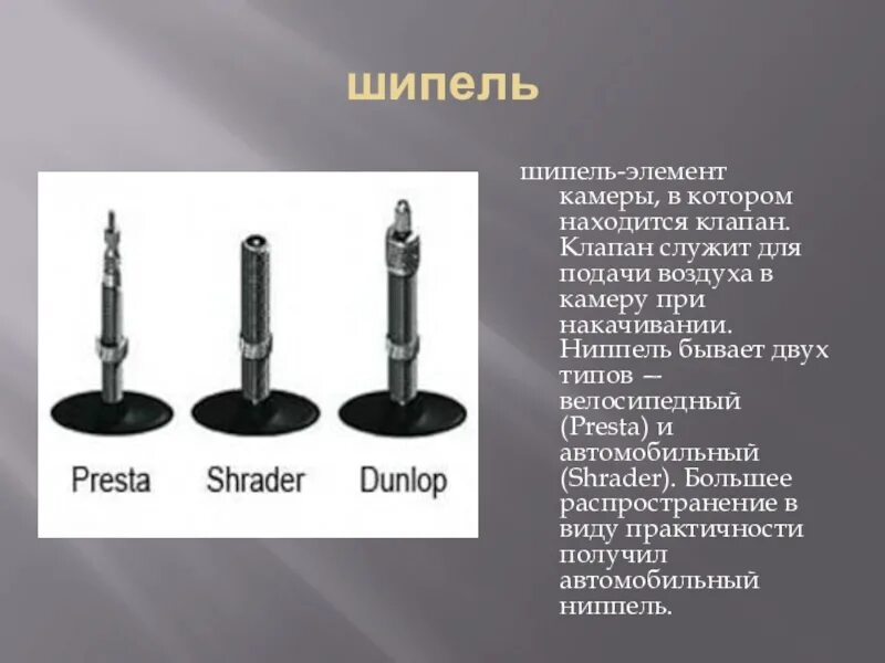 Служит клапан. Клапаны служат для. бывает ниппель а бывает. инструмент шипель или тапель.