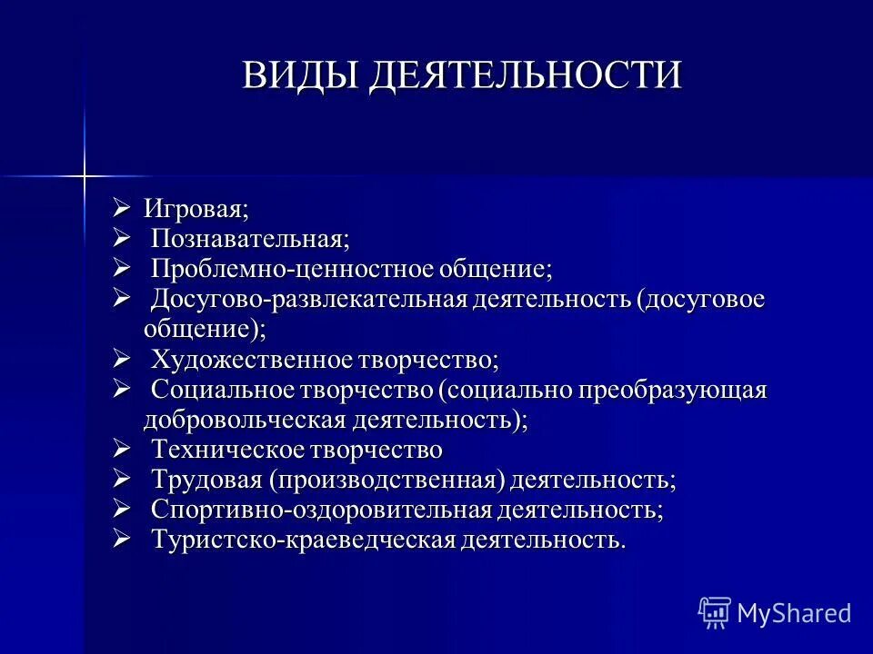 Проблемно ценностное общение. Досугово развлекательная деятельность.