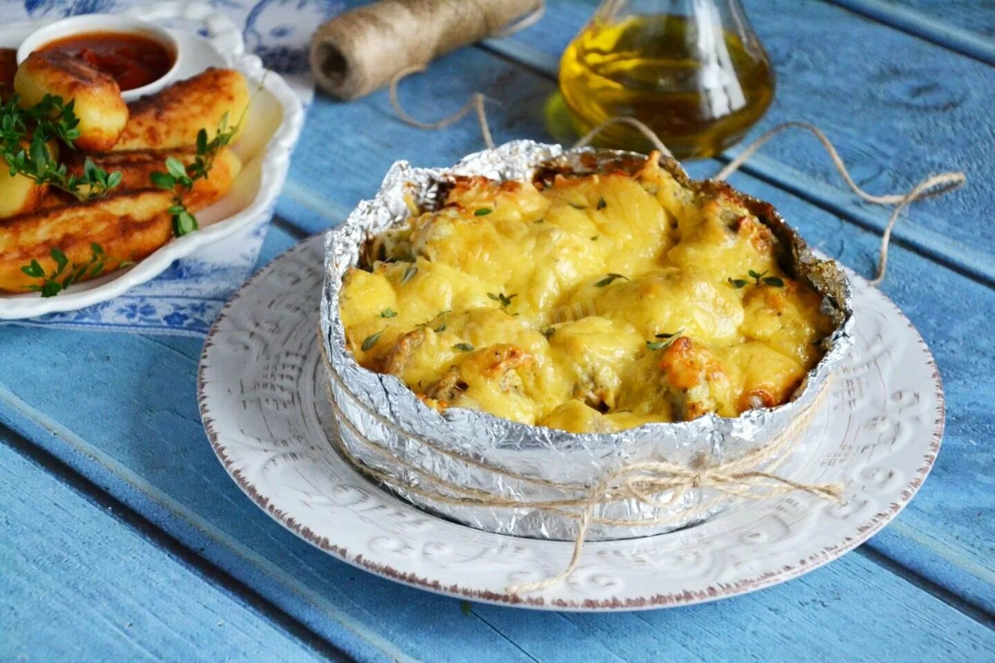 Картофельная запеканка. Порционное горячее в формочках. Запекаем в порционных. Блюдо, запеченное в фольге. Порционное горячее блюдо на праздничный стол.