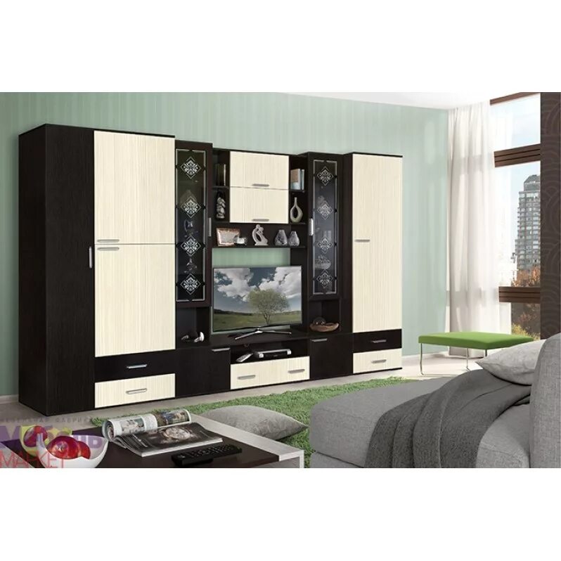 4. тумба тв кавелио классика-3. распашной шкаф хельга-2 дуб артизан. хельга комод хельга-1 белый.