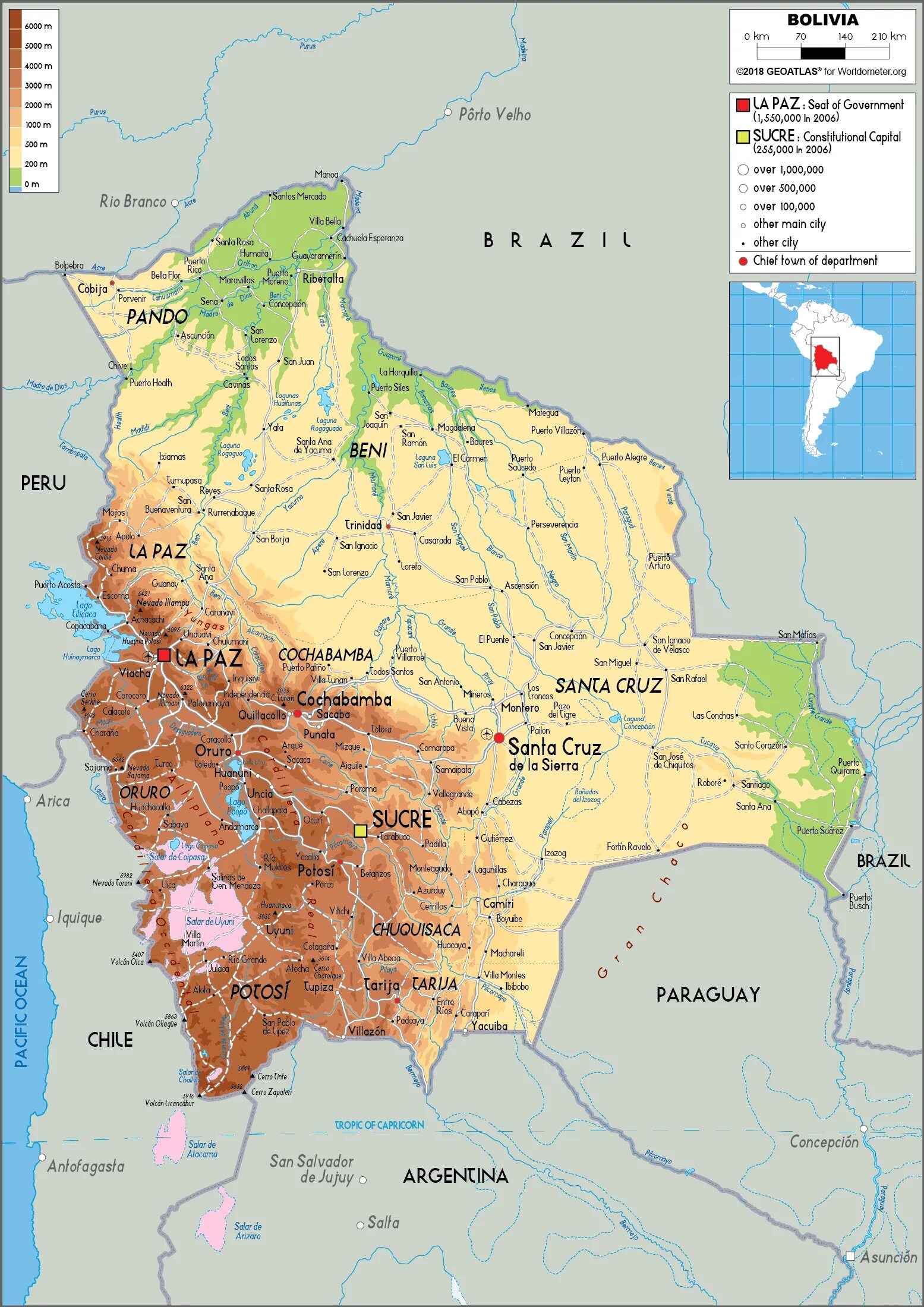 Боливия на карте. Столица Боливии на карте. Географическая карта Боливии. Физическая карта Боливии. Карта боливии показать