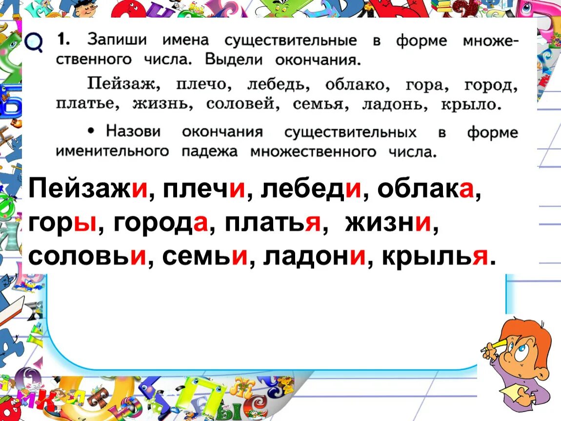 Платье множ число. Платье во множественном числе. Выделить окончание в слове облако. Облаков во мн числе. Измените число имен существительных запишите пары слов